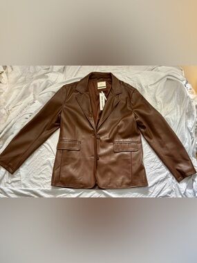 Urban Outfitters Brown Faux Leather Blazer